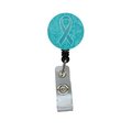Teacher'S Aid Teal Ribbon for Ovarian Cancer Awareness Retractable Badge Reel TE55428